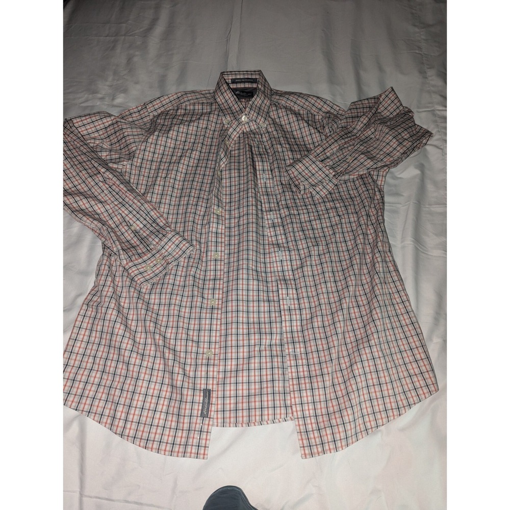 Eddie Bauer Mens Medium Long Sleeve Button Down Multicolor Plaid Dress Shirt